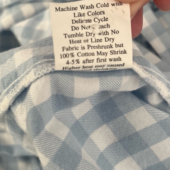 Petite Plume Womens Twill Pajama Set in
Light Blue Gingham Small Classic Sleep - Picture 10 of 16